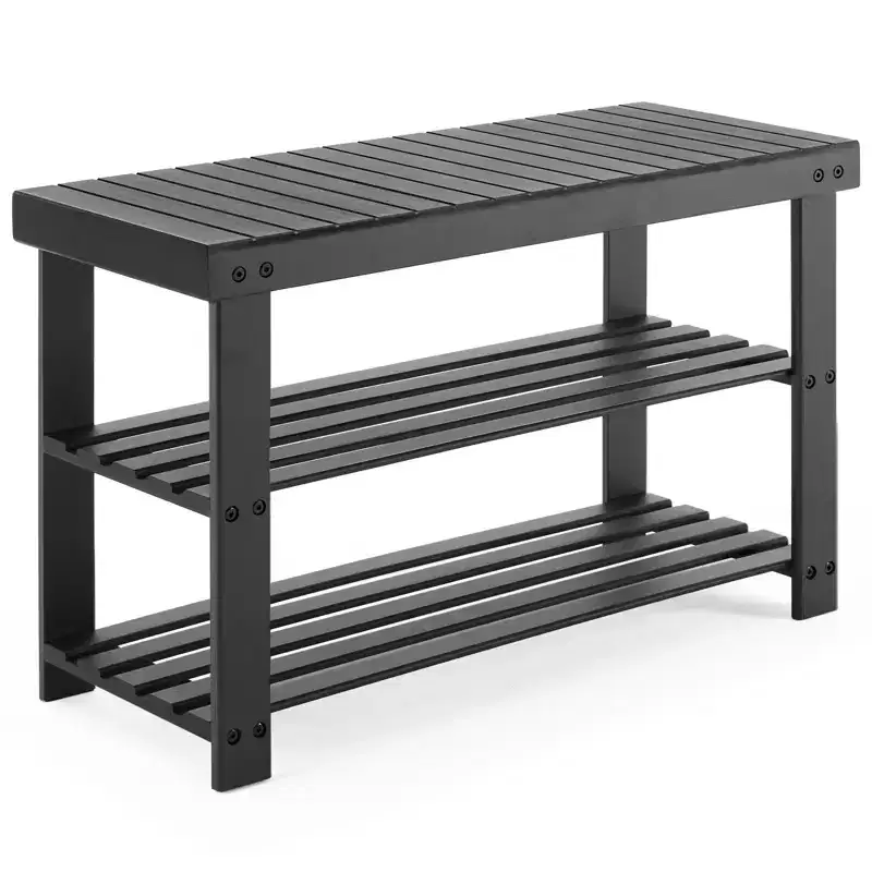 3-Tier Bamboo Shoe Rack Bench, Compact Storage Organizer, 286lb Capacity, Suitable for Entryway, Bedroom, Living Room, Balcony