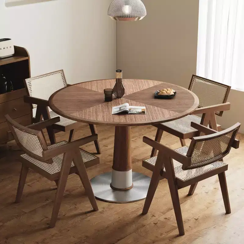 Mid-Century Modern 47.2 Round Dining Table, Suitable for Multiple Scenarios