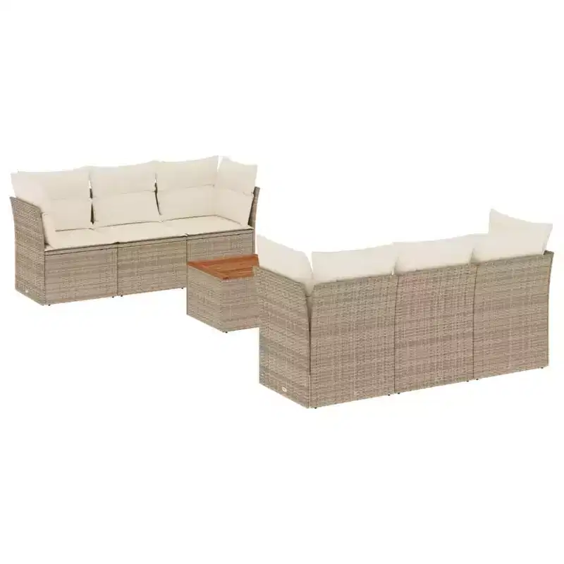 vidaXL Patio Sofa Set with Cushions Outdoor Furniture 7 Piece Poly Rattan