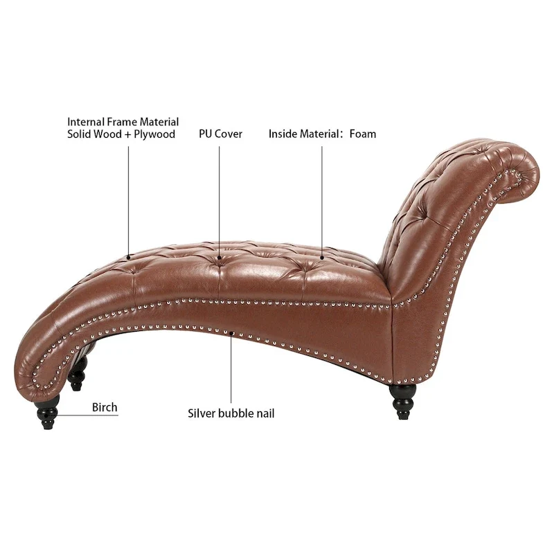 Tufted Armless Chaise Lounge - 62.8 x 27.17 x 32.87
