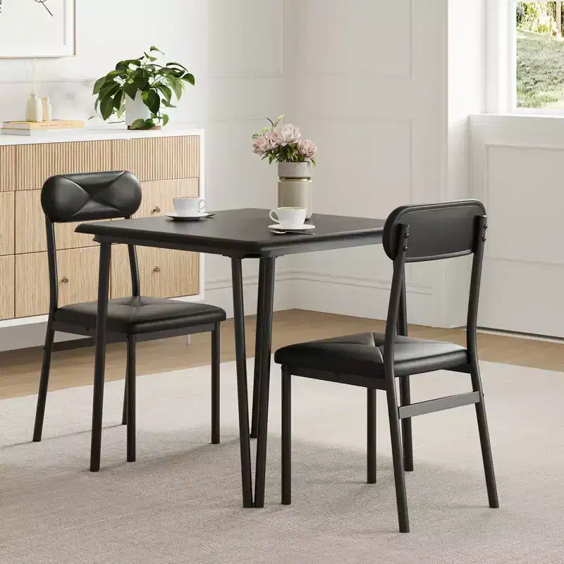 Dining Table for 2,Small Table & Chairs Set of 2,Square Dinette Set for 2,3 Piece Kitchen & Dining Room Sets for Small Space,Apartment,Home Office