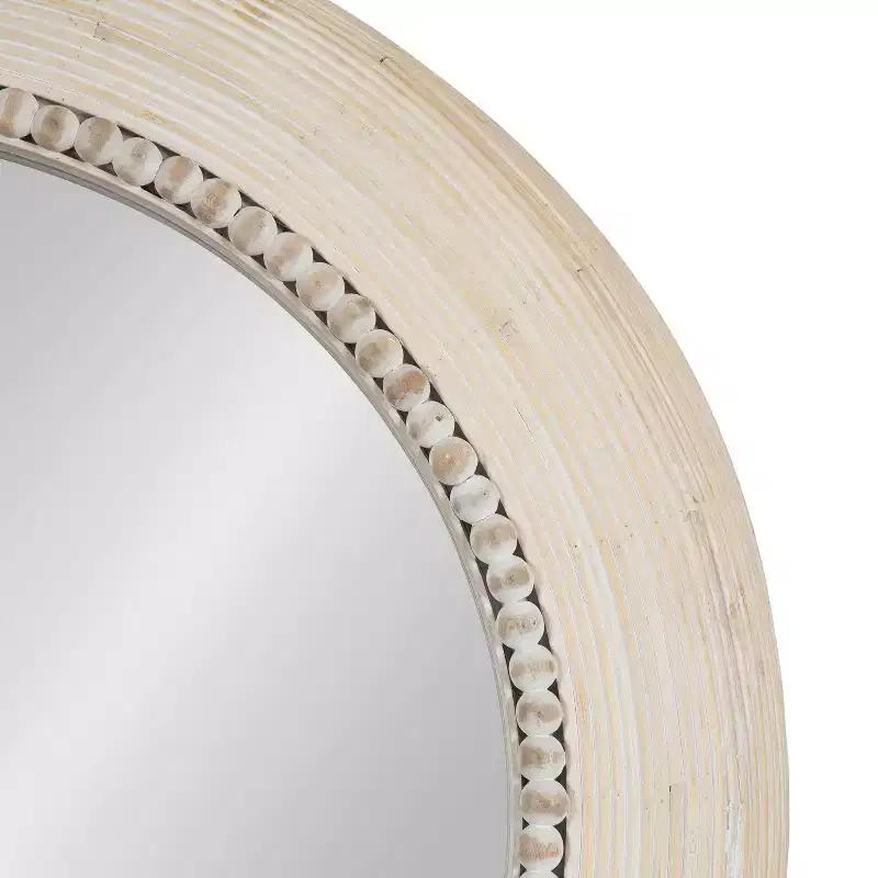 Kate & Laurel All Things Decor 26"x26" Jonesport Round Wall Mirror Natural