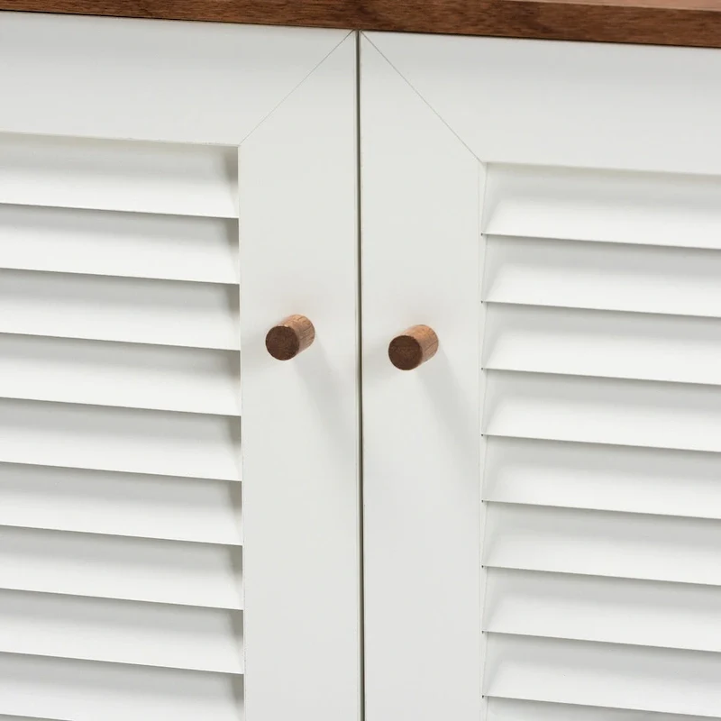 8-Shelf Shoe Cabinet with Slatted Doors