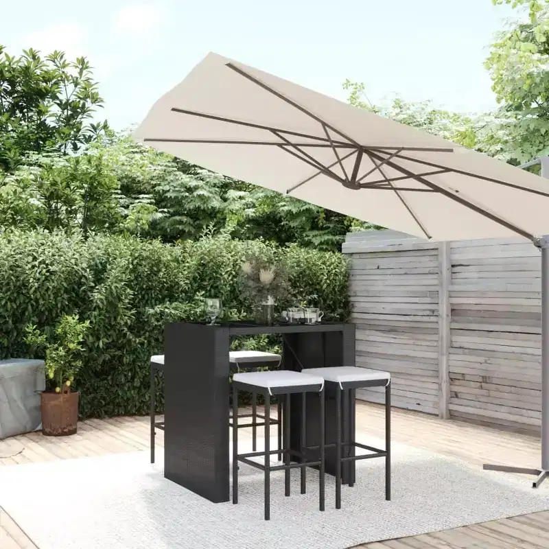 vidaXL Garden Bar Set with Cushions in Rattan
