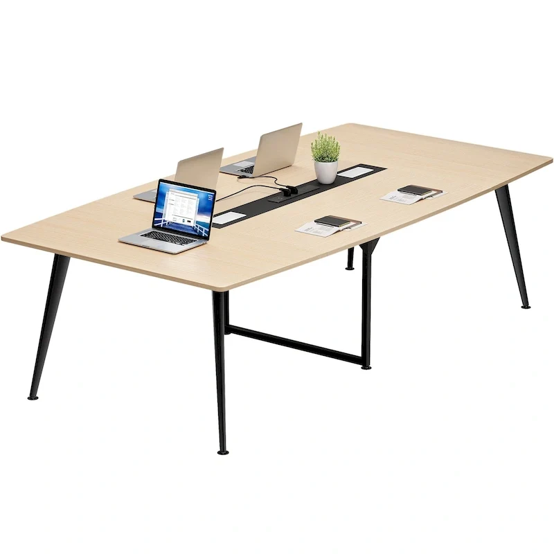 Moasis 6FT/8FT Conference Table Boat Shaped Meeting Table with Rectangle Grommet