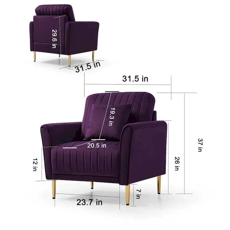 Velvet Accent Chair Living Room Chair Set of 2