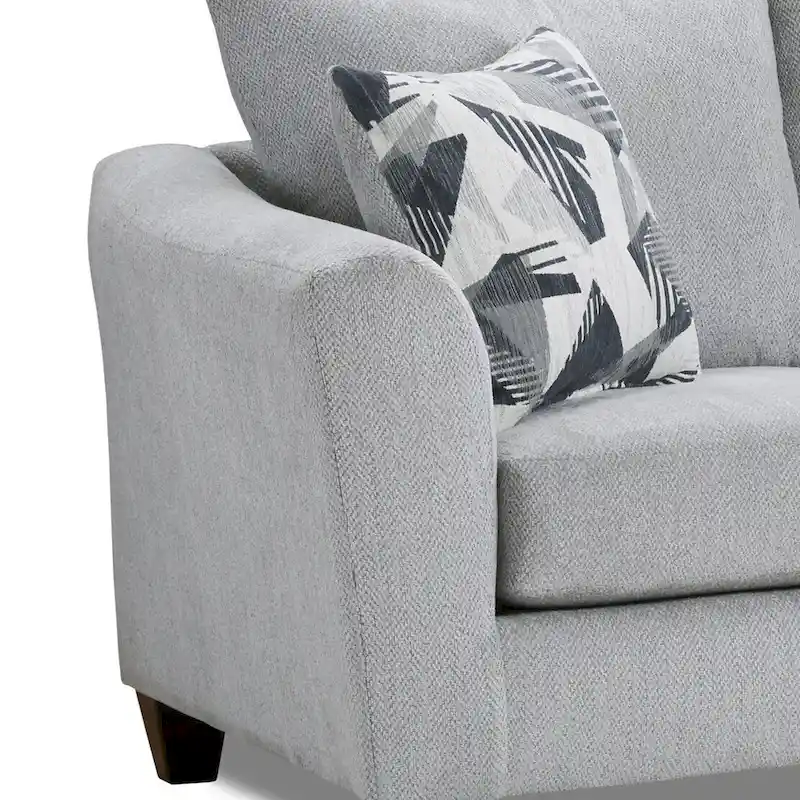 Roundhill Furniture Duleek 3-Piece Living Room Set, Herringbone Silver