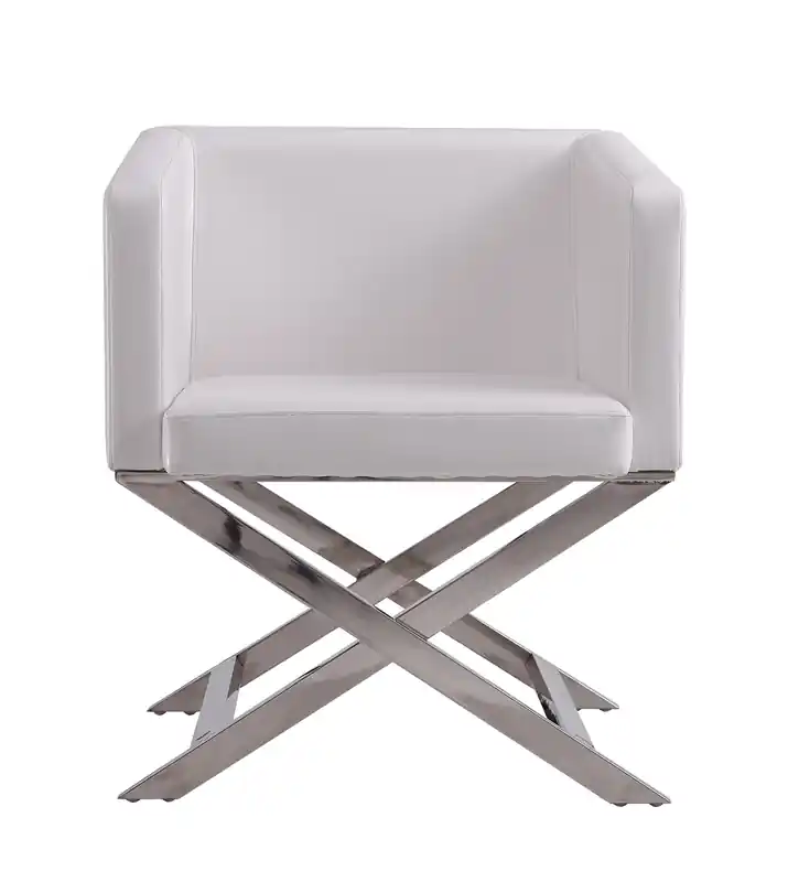 Polished Chrome Faux Leather Lounge Accent Chair