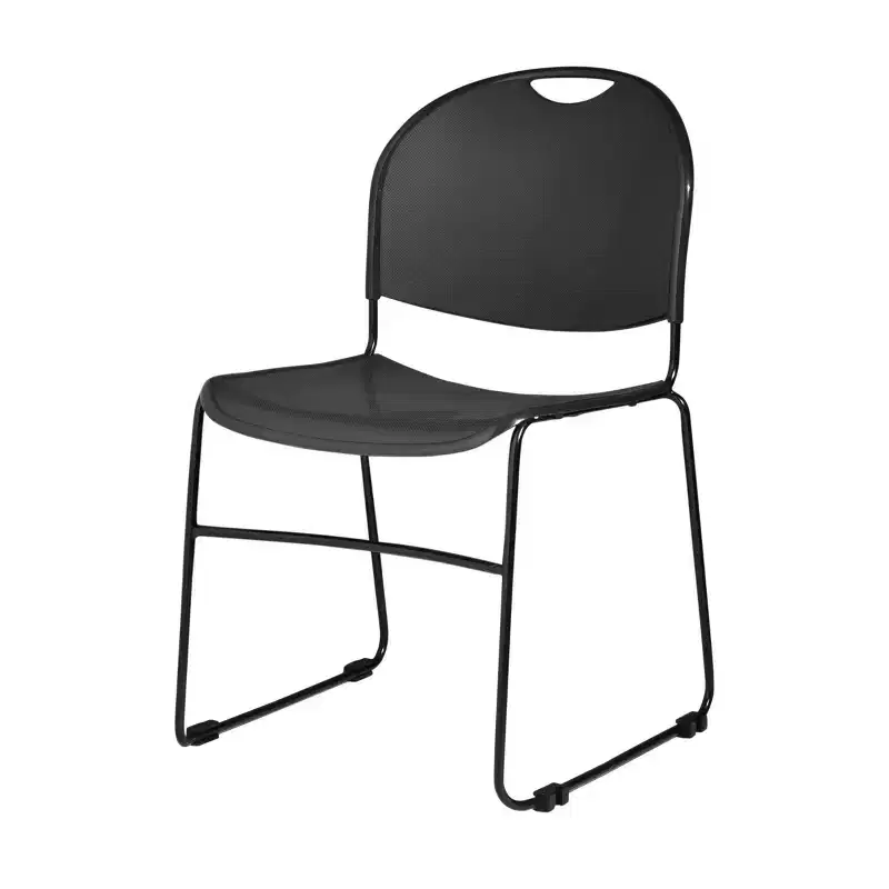 2pk Multi Purpose Ultra Compact Stack Chair Black: Sled Base, Polypropylene, No Assembly Required