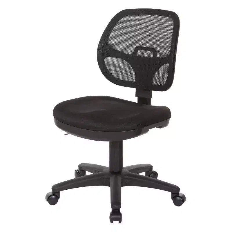 Mesh Screen Back Task Chair with Fabric Seat Black - OSP Home Furnishings: Ergonomic, Swivel, Adjustable Height