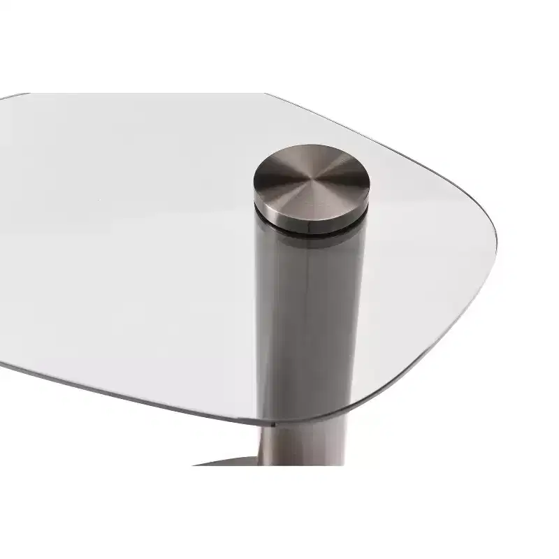 HomeStock 15 in.H Gray Color Round Stainless Steel Table Top End Table 1 -piece