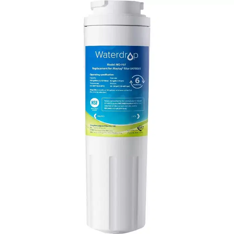 Waterdrop EDR4RXD1 Refrigerator Water Filter Replacement for EveryDrop Filter 4, Whirlpool UKF8001, 4396395, NSF 42 and 372 certified1 Pack