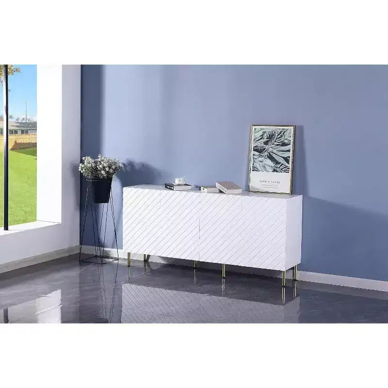 4-Door Storage Cabinet, Wooden MDF Organizer Chest for Home Office, Dining Room, Living Room, Kitchen, Corridor, Versatile Freestanding Cupboard