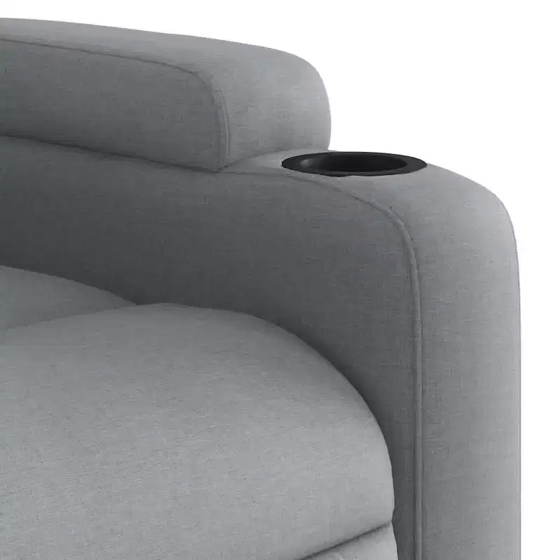 vidaXL Massage Recliner Chair - Light Gray Fabric, 6-Point Vibration, Manual Reclining, Cup Holders, Armchair with USB Power Source