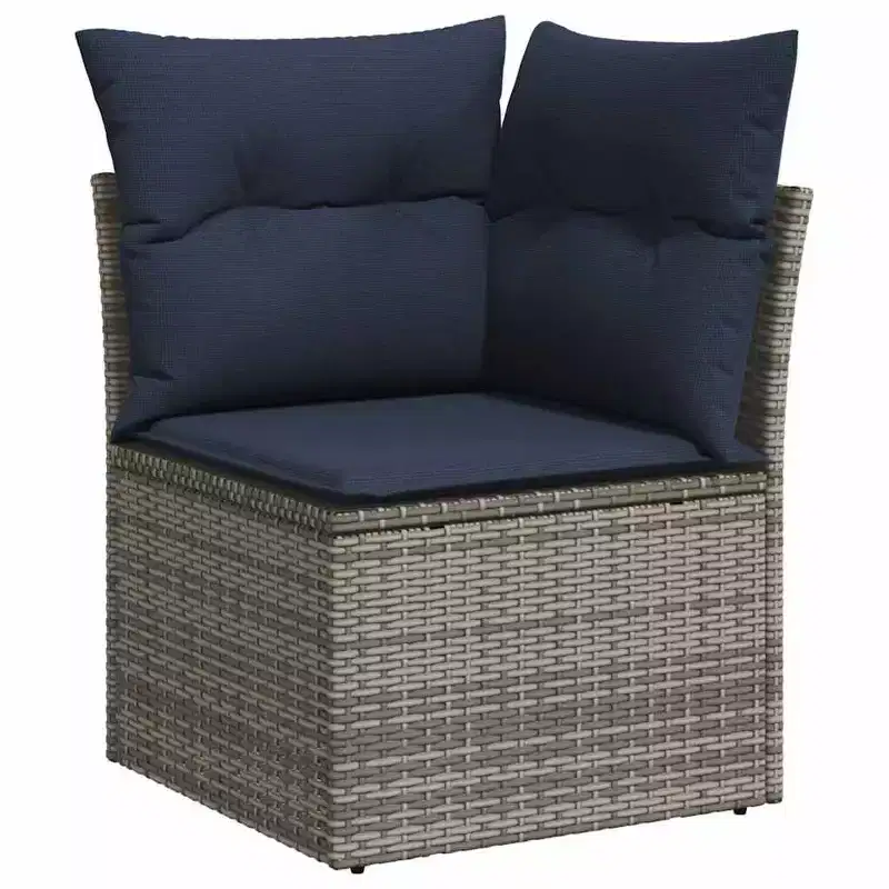 vidaXL Patio Sofa Set Black and Blue - Gray and Blue With Table
