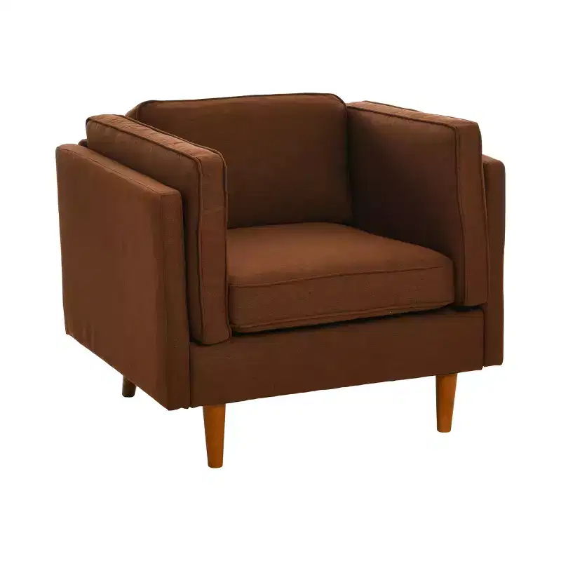 Modern Upholstered High Sided Arm Chair with Solid Wood Legs