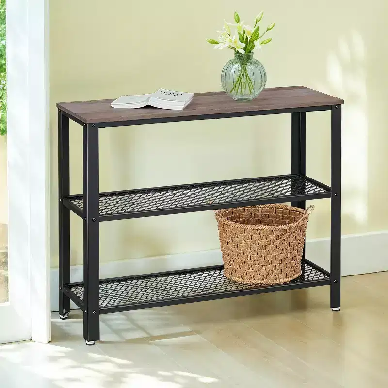 40 Industrial Console Table, 3 Tier Entryway Table With Storage Shelf, Narrow Sofa Table For Living Room, Hallway, Entrance Hall, Corridor, Bedroom