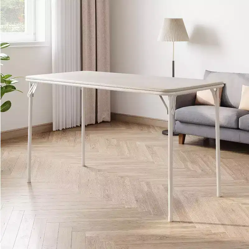 Acekool 4ft Portable Folding Table with PU Leather Surface, Metal Frame & Sturdy Support, Lightweight and Compact for Dining, Office, Outdoor