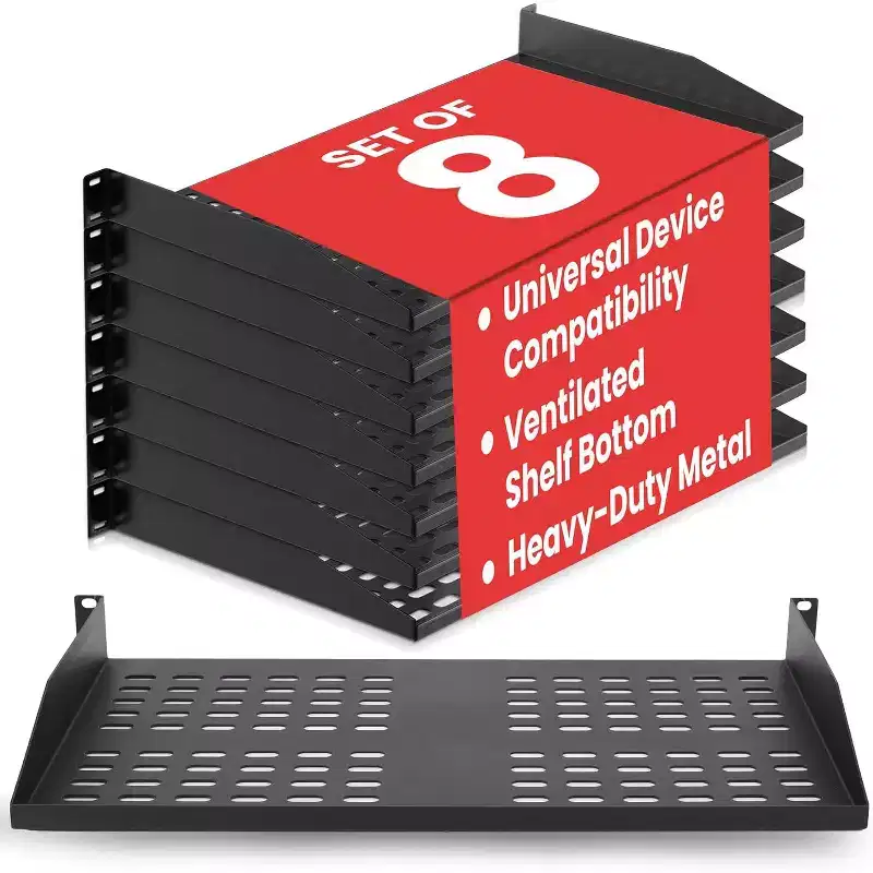Pyle 1U Server Rack Shelf Mount Tray - Universal Device Placement Rack (PLRSTN14UX8) - 8-Pack