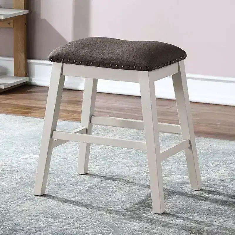 Simple Relax Set of 2 Upholstered Counter Height Stools in Off-White and Dark Gray