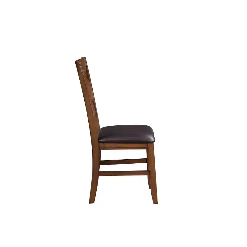 Acme Furniture Set of 2 Apollo Side Dining Chair Walnut & Espresso Faux Leather: Rubberwood Frame, Foam Fill