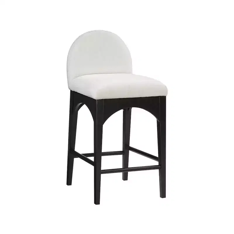 Cream Chenille Fabric Counter Stool