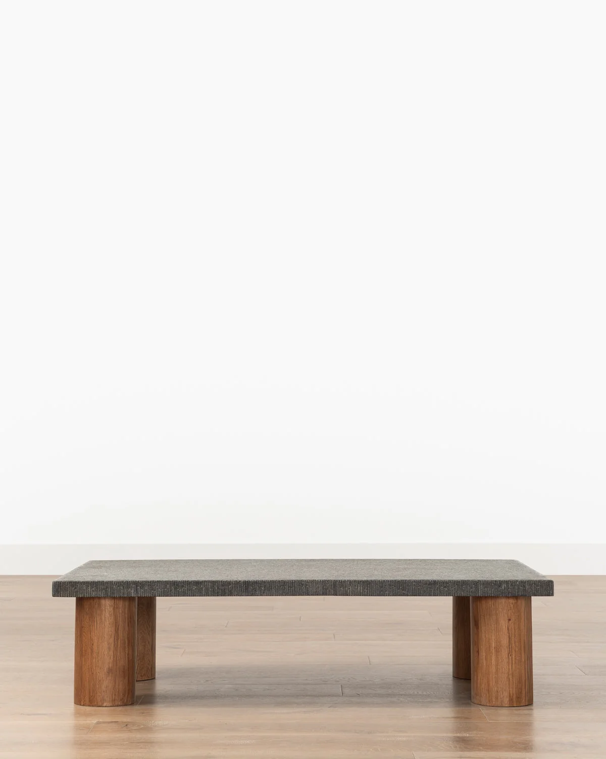 Vintage-Inspired Granite & Wood Coffee Table with Organic Texture for Living Room