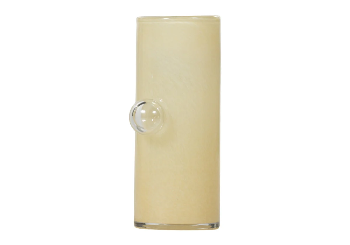 Modern Hand-Blown Glass Vase with Butter Yellow Bubble Detail for Living Room & Dining Room