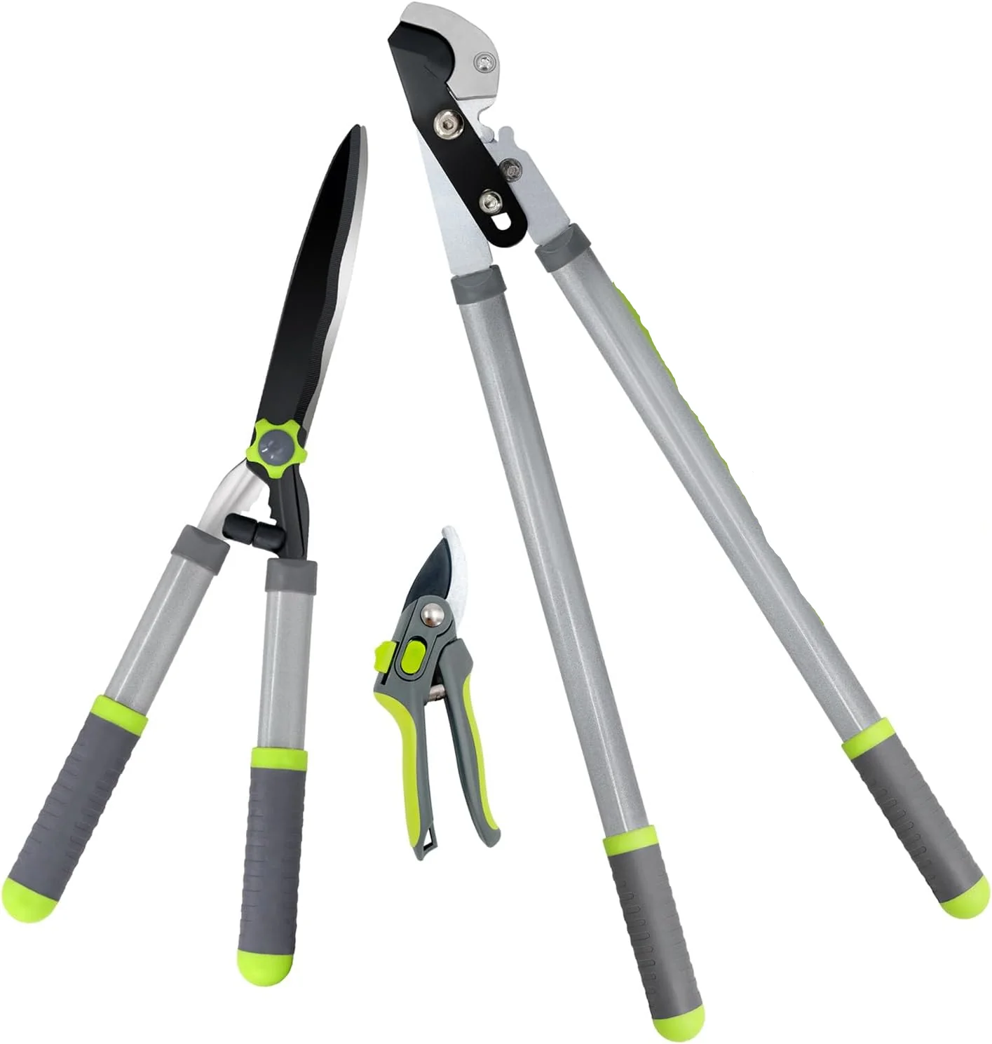 3PCS Garden Pruning Shears Lopper Set with Hedge Clippers and Bypass Pruner