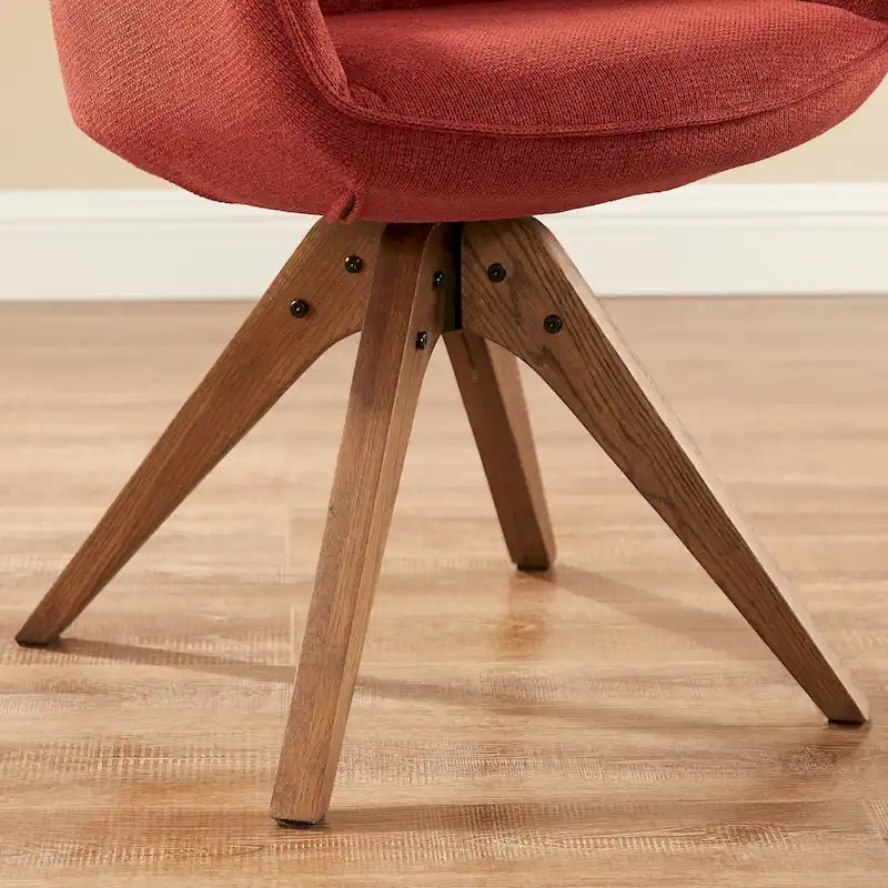 Art Leon Set of 2 Mid-century Swivel Dining Chairs with Wood Legs