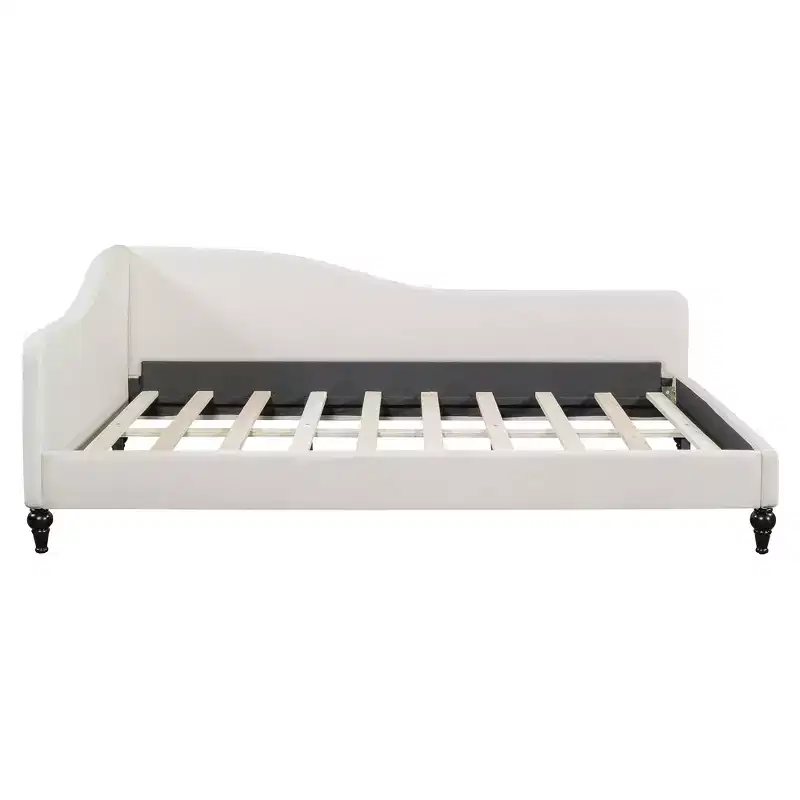 Whisen Stylish L-Shaped Design Solid Wood Legs Linen Daybed
