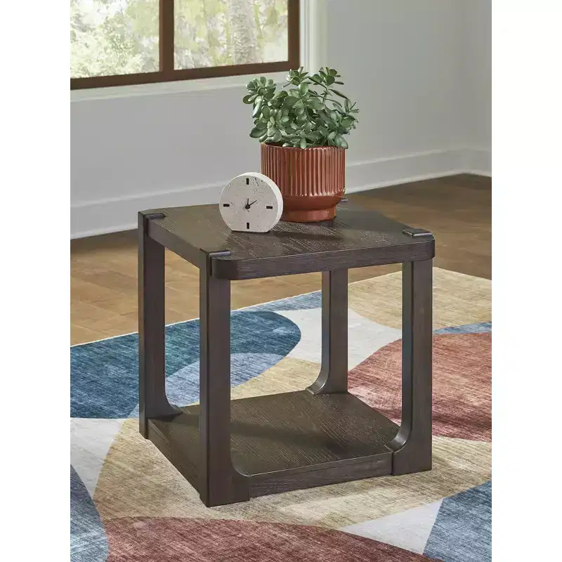 Signature Design by Ashley Breckington Rectangular End Table Table with Storage Shelf, Dark Brown