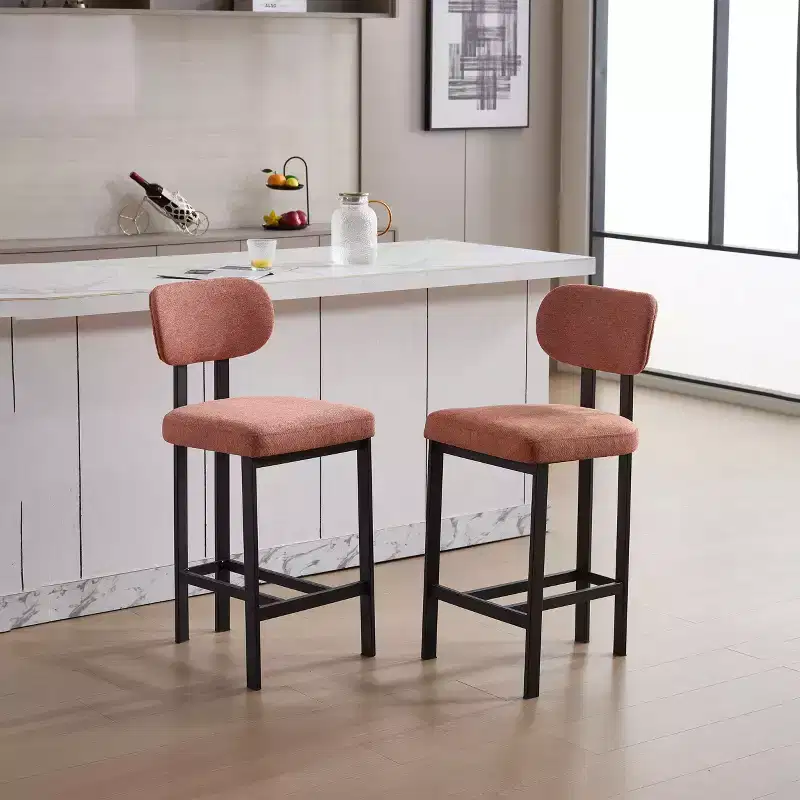 Upholstered Boucle Dining Chairs Set of 2 – Multiple Colors, Metal Legs