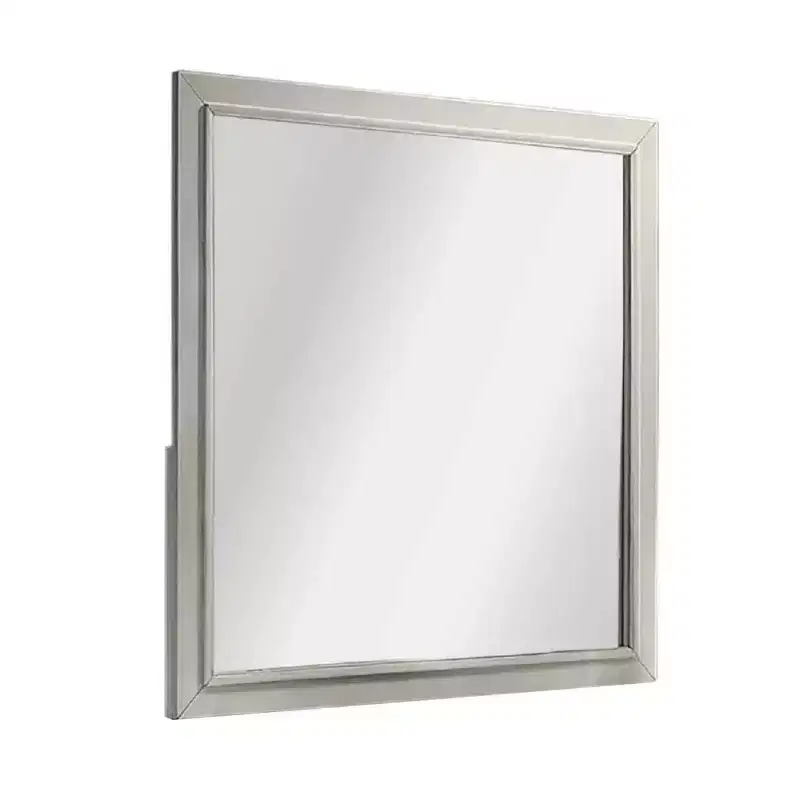 Royal Hampton Dresser Mirror, Subtle Antique White Rubberwood, Square 40 Inch
