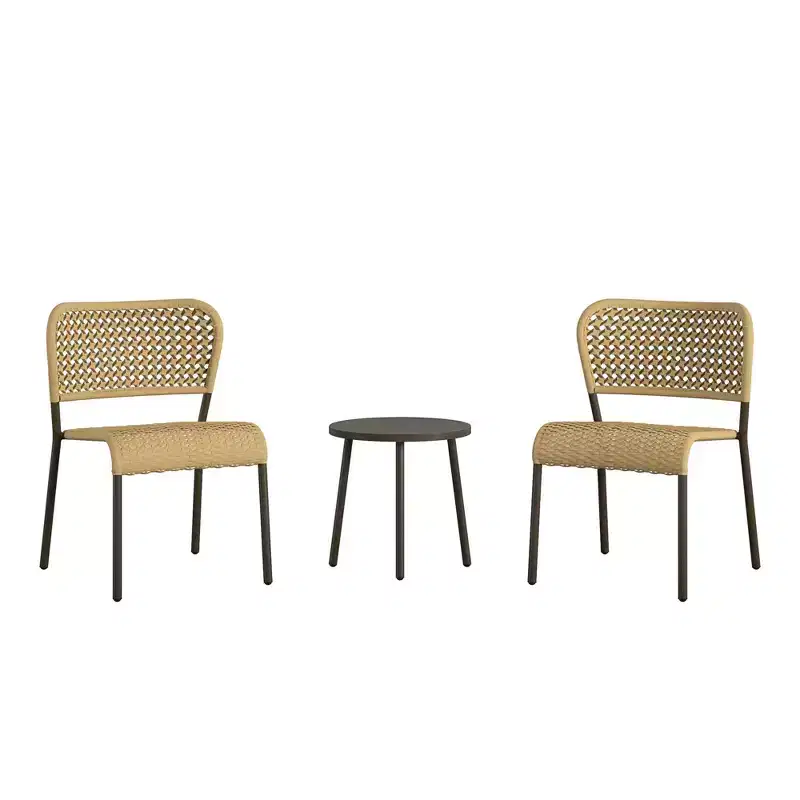 Novogratz Briar 3-Piece Wicker Chat Set, Tan