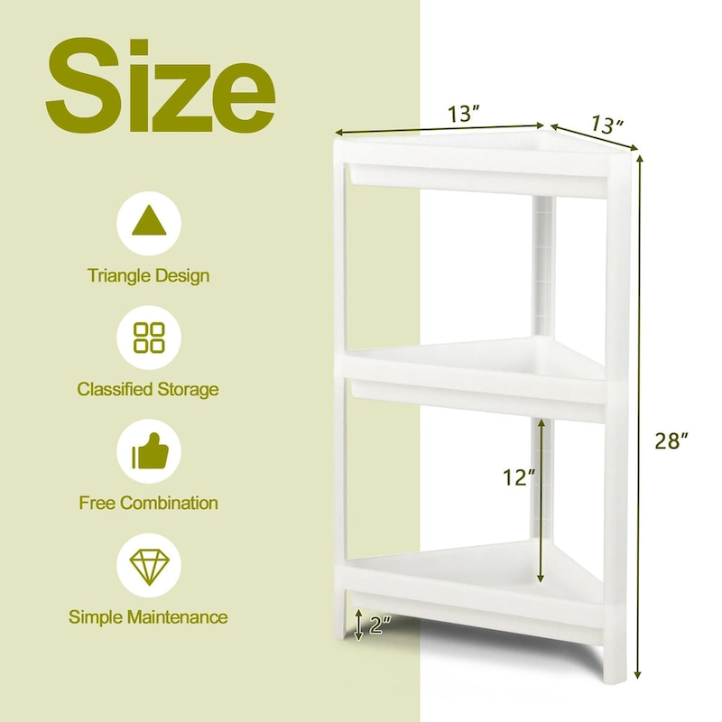 Gymax 2PCS 3 Tier Detachable Floor Corner Shower Shelf Counter Corner