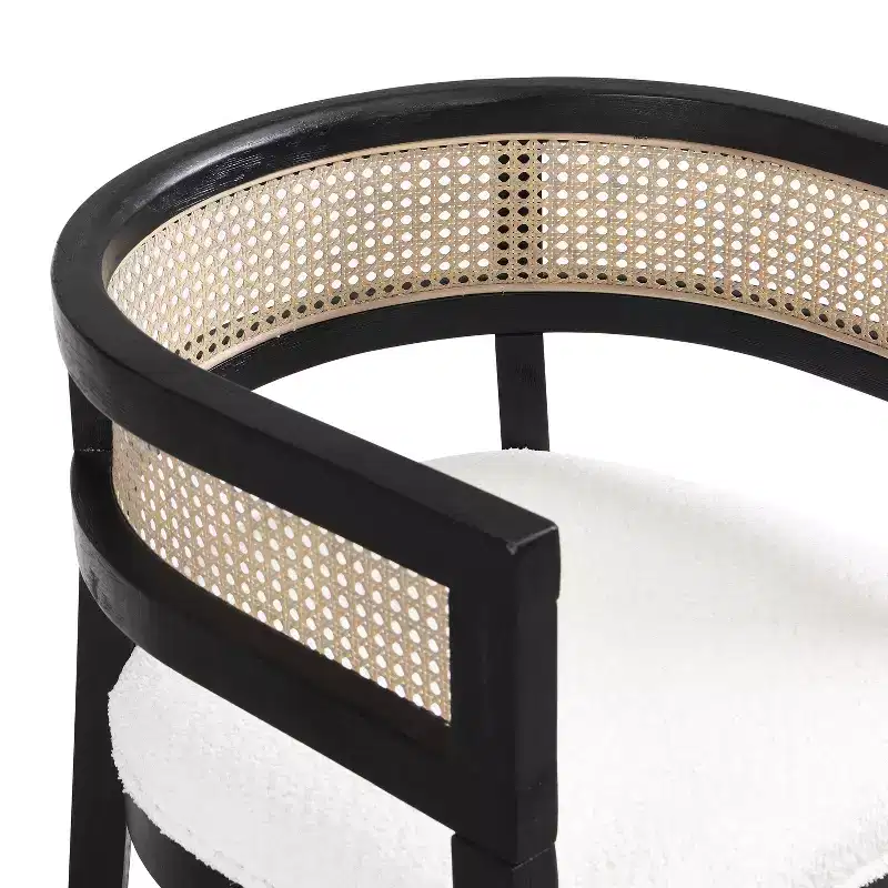Christopher Knight Home Cinnabar 19.75 Seat Height Upholstered Rubberwood Tub Dining Chairs with Cane Back(Set of 2)