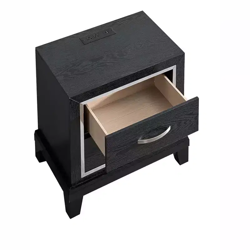 Passion Furniture Livingston Black 2-Drawer 23 in. W Nightstand