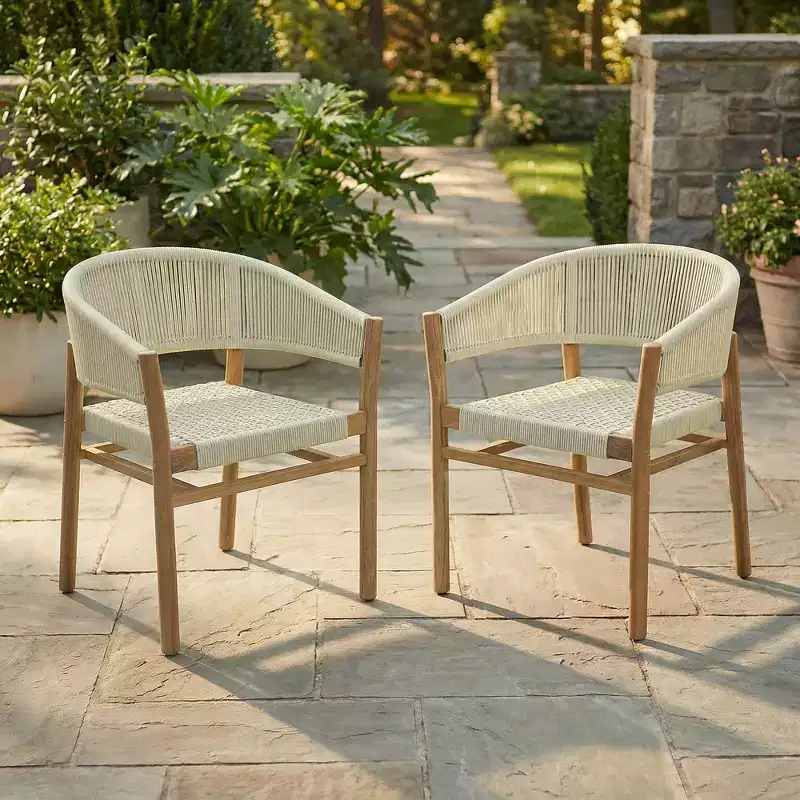 Whisen 2-Piece Outdoor Patio Accent Chair, Garden Conversation Seating Chair Set of 2, Elegant Double Outdoor Woven Chairs