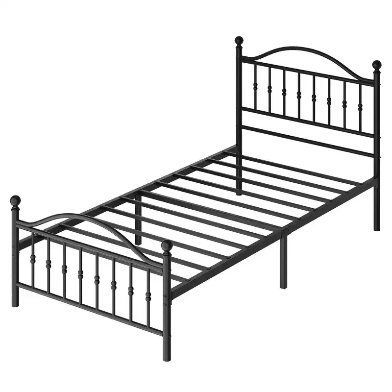 Sturdy Metal Platform Bed Frame with Headboard, Durable Mattress Foundation Noise-Free Easy Assembly for Bedroom