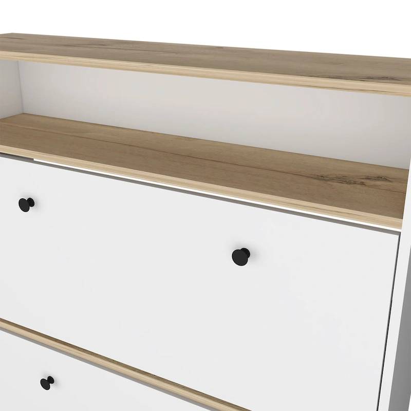 Shoe Rack , One Open Shelf, Two Extendable Cabinets