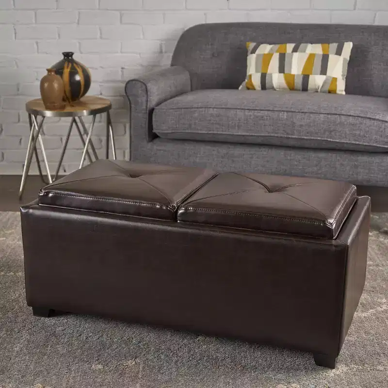 Christopher Knight Home Maxwell Contemporary Tray Top Upholstered Storage Ottoman