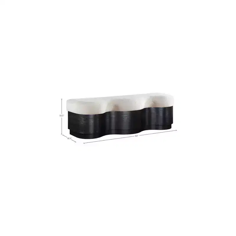 Meridian Furniture,Savoy Velour Fur Fabric Bench
