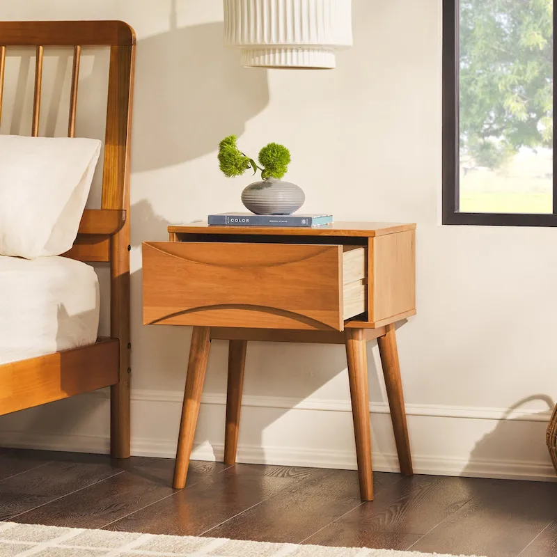 Mid-Century Curved-Drawer Nightstand