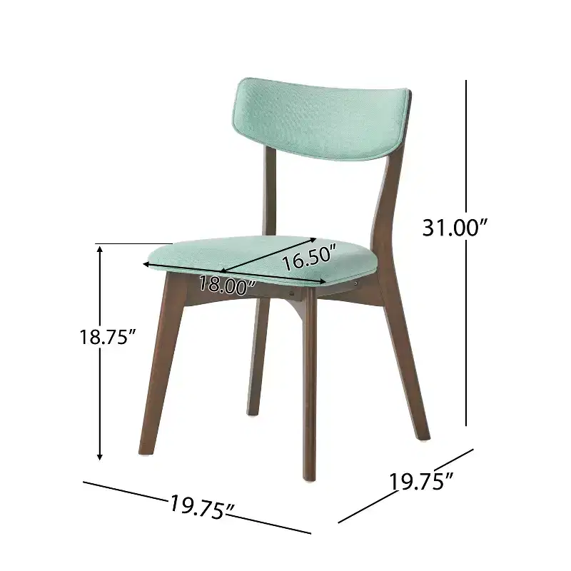 Mid-Century Modern Wood Fabric Upholstered 5 Piece Dining Set
