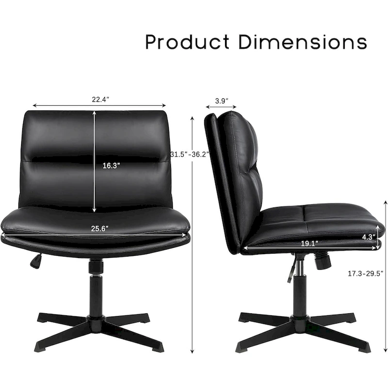 BOSSIN Criss Cross Chair Armless Office Desk Chair No Wheels,PU Leather Padded Modern Swivel Vanity Chair office chair