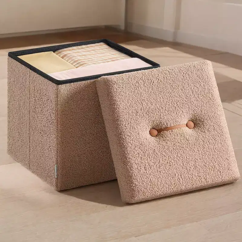 Small Folding Storage Ottoman, Foot Rest Stool, 15 X 15 X 15 Inches, Ottoman With Storage, Load Up To 660 Lb