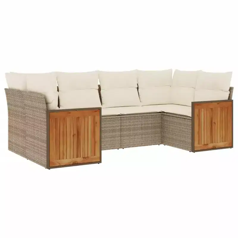 vidaXL 6 Piece Patio Sofa Set with Cushions Poly Rattan