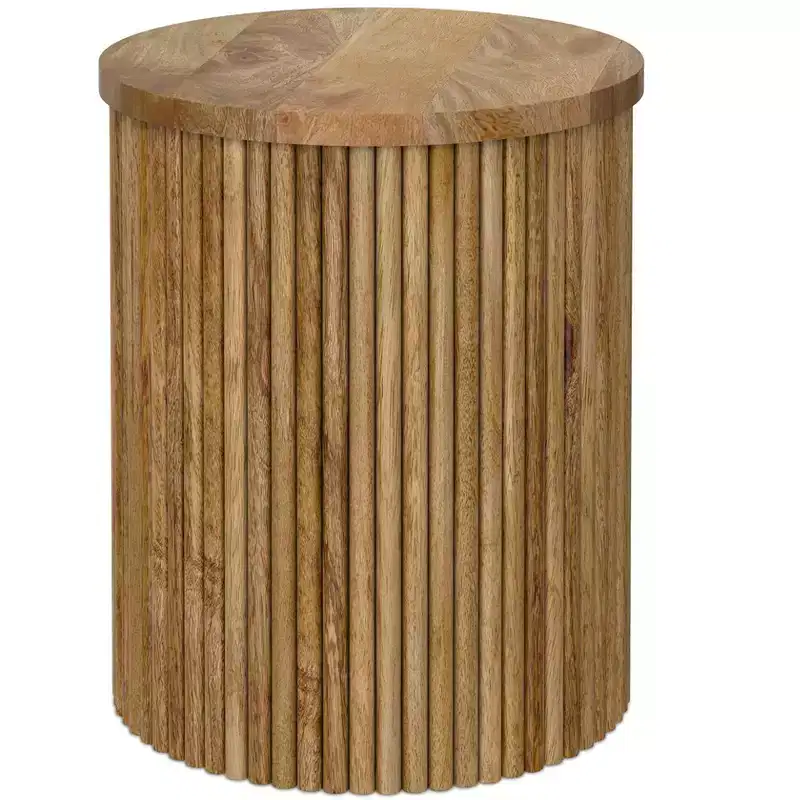 Karl 18 inch Wide Solid Mango Industrial Contemporary Accent Table, Assembled