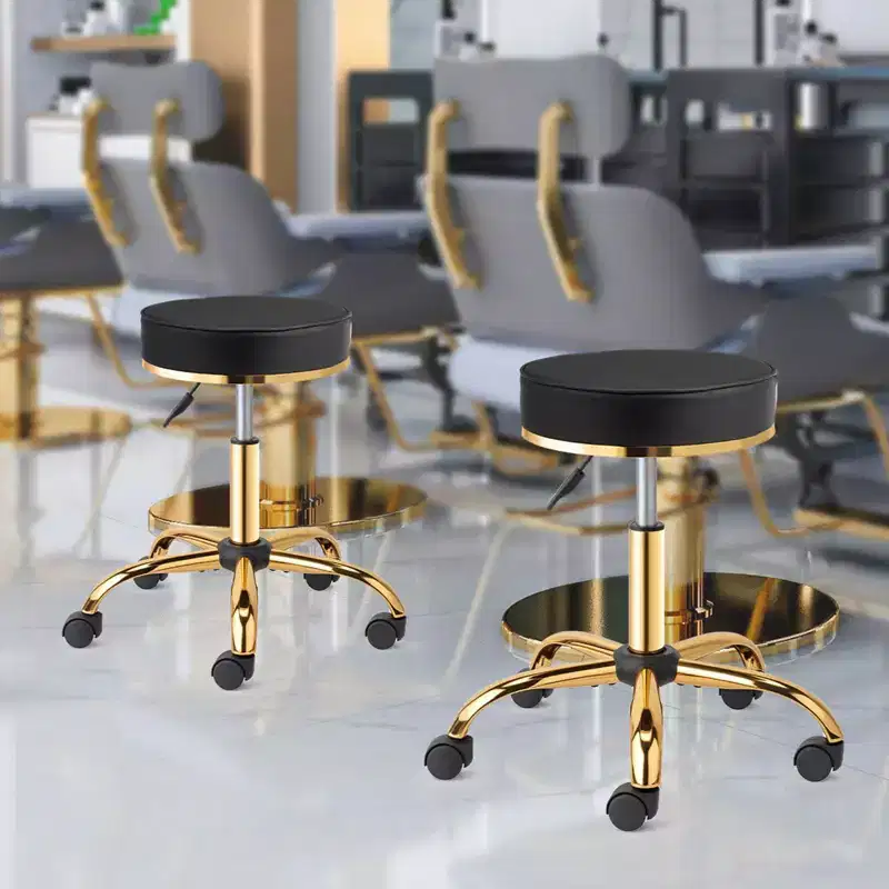 Round Swivel Stool with Adjustable Height and Wheels